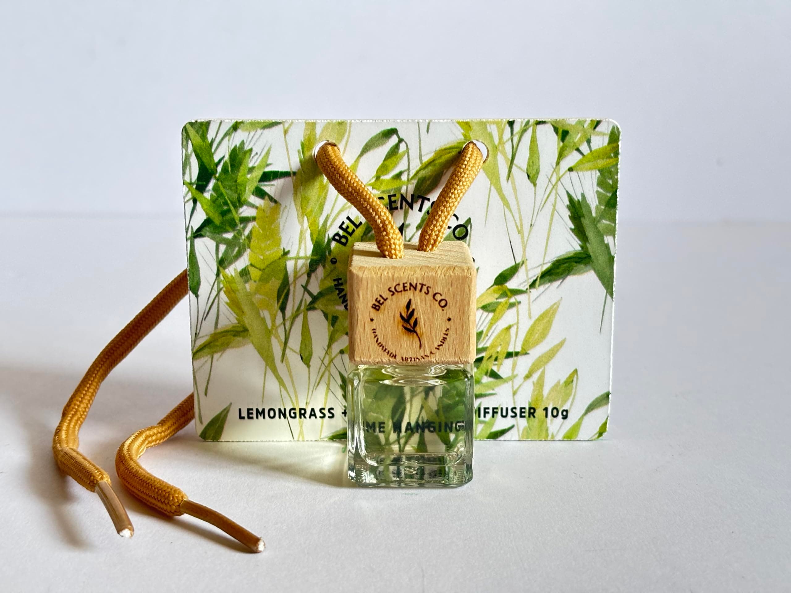 Bel Scents Co. Lemongrass and Lime Car Diffuser, 10ml, Natural Essential Oil Blend, Hanging Style. Gift .Car Accessories
