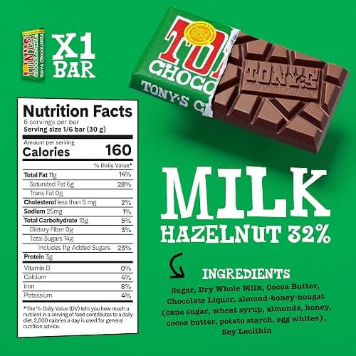 Tony’s Chocolonely Super Duper Milk Chocolate Candy Bar Bundle, Milk & White Chocolate With Sea Salt, Caramel, Pretzel Toffee, Almond, Hazelnut, Made From Quality Fairtrade Cocoa, 6 Bars, 6.35 Oz Each thumbnail 5