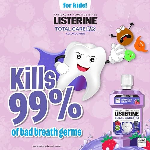 Listerine Total Care Kids Mouthwash, ADA Accepted, Alcohol-Free Anticavity Fluoride Mouthwash, Children's Mouthwash for Cavity Protection and Fresh Breath, Berry Flavor, 500 mL thumbnail 5