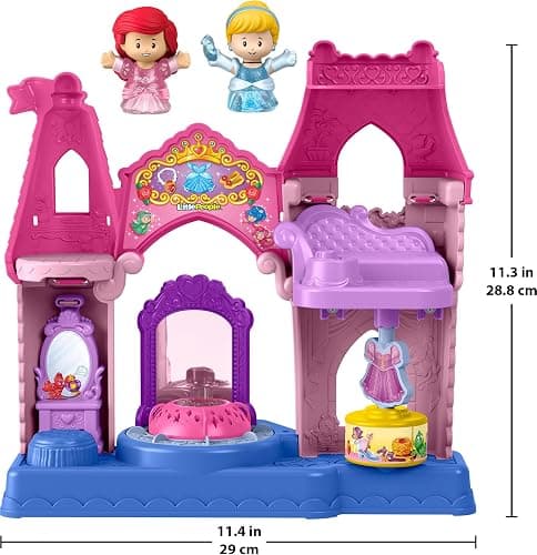 Fisher-Price Little People Toddler Toy Disney Princess Shimmer & Glow Dress Shop Playset & 2 Figures for Pretend Play Kids Ages 18+ Months thumbnail 3