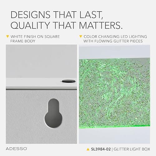 Adesso SL3984-02 Simplee Novelty RGB LED Mood Box for Table or Hanging Mount, Gallery Wall Lighting, Swirling Color Changing Glitter, 8 Feet, White Frame thumbnail 5