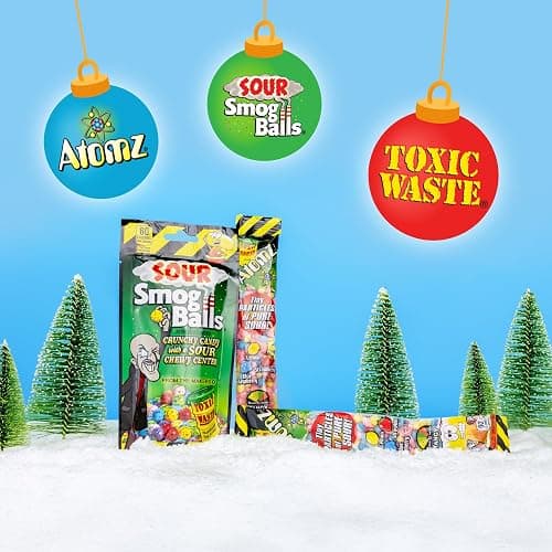 TOXIC WASTE - Sour Smog Balls - Crunchy & Chewy Sour Balls - Lime, Cherry, Strawberry, Lemon, Blue Raspberry, & Grape Flavors - 3 oz. Bags - 3-Pack thumbnail 2