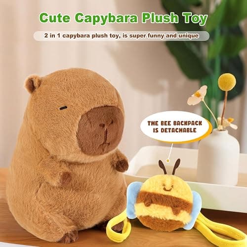 Ditucu Cute Capybara Plush with Bee Backpack Kawaii Capibara Stuffed Animal Toys Plushies Gifts for Kids Brown 17 inch thumbnail 3