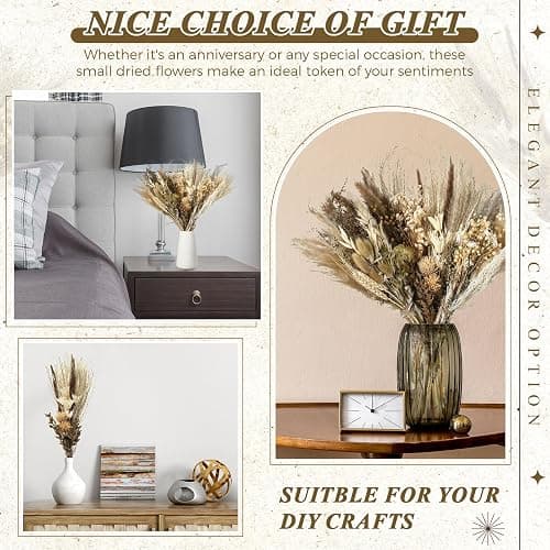 Layhit 4 Pack Large Size Boho Dried Flower Bouquet 15-17 Inch Wedding Handmade Dry Flowers for Vase Crafts DIY Photo Boutonniere for Men Floral Plant for Bridesmaid Gift Birthday Decor(Classic) thumbnail 4