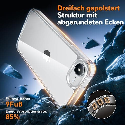 Voyahülle Clear Case for iPhone 16E, Ultra Thin, Shockproof TPU Cover, Anti-Yellowing, Crystal Clear, Phone Case for Apple iPhone 16E - Clear thumbnail 2