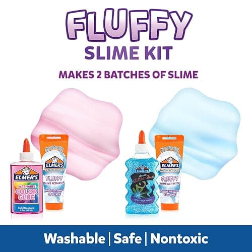 Elmer’s Fluffy Slime Kit, Includes Translucent Color Glue, Glitter Glue, Fluffy Slime Activator, 4 Count - Perfect for Birthday Parties, Gift Idea, Kids Activity thumbnail 3