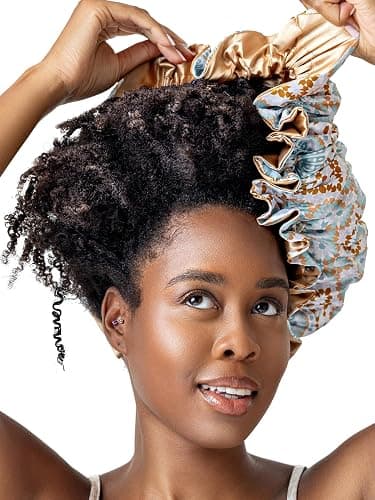 Bounce Curl Reversible Satin Hair Bonnet, Adjustable Band, Night Cap For Curly Hair Reduce Friction Helps Prevent Frizz thumbnail 2