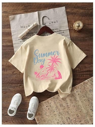SOLY HUX Girl's Short Sleeve Graphic Tees Crew Neck Beach Tops Casual Summer T-Shirts thumbnail 5