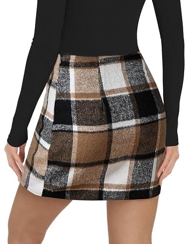 Plaid Skirts for Women, Pencil Mini Skirts for Women High Waist Bodycon Christmas Holiday Fall Winter Skirts 2025 Trendy thumbnail 4