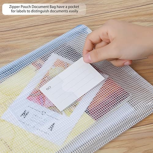 MerryNine 10 Pack Mesh Zipper Pouch Document Bag, a4 Waterproof Plastic Folders Document Pouch for School Office Supplies, Cross Stitch Organizing Storage(A4-13.0x9.0 in) thumbnail 2