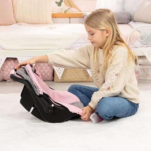 Bayer Design 67933AA Toy, Car Seat Easy Go for Neo Vario Pram with Cover, Doll Accessories, Pink, Grey with Butterfly,Grey/pink, for dolls up to 18" thumbnail 2