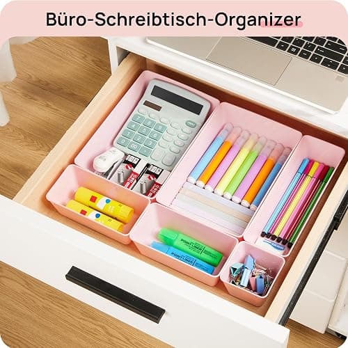 Vtopmart 25 PCS Plastic Drawer Organizers Set, 4-Size Versatile Bathroom and Vanity Drawer Organizer Trays, Storage Bins for Makeup, Bedroom, Kitchen Gadgets Utensils and Office | Plastic storage bins for organizing bathroom, bedroom, kitchen and office drawers. thumbnail 6