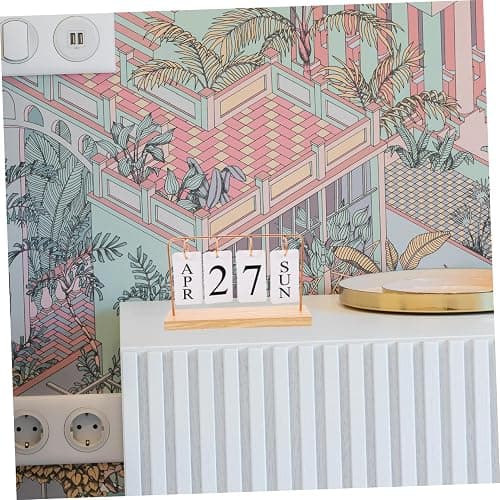 DOITOOL Perpetual Flip Desk Calendar with Wooden Base Reusable Retro Desktop Calendar for Office and Home thumbnail 4