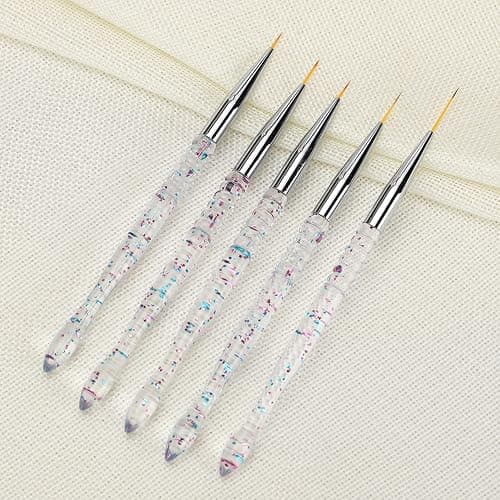 5Pcs Nail Art Liner Brushes, Etercycle Nail Gel Polish Painting Brush Set, Thin Nail Art Dotting Drawing Pen (7/9/11/15/20mm) thumbnail 2