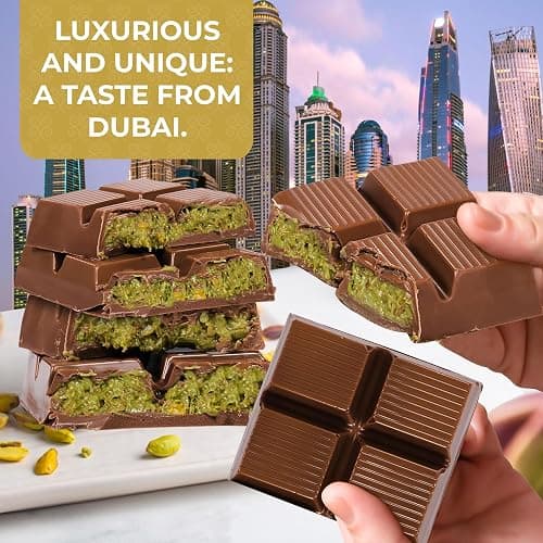 Chobella Dubai Chocolate Bar Pistachio 7oz, Premium Pistachio Dubai Chocolate Bar with Shredded Phyllo Dough, Viral Knafeh Chocolate Candy with Kataifi, Gift Box thumbnail 5