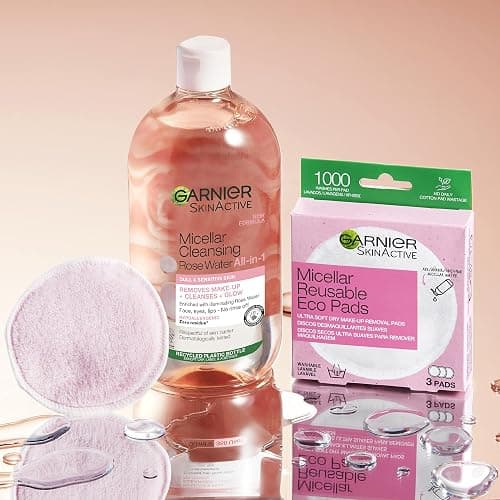 Garnier Micellar Rose Cleansing Water 700ml, Gentle face Cleanser & Makeup Remover, Hypoallergenic. Vegan Formula, Suitable For Dull And Sensitive Skin, Glow Boosting Formula, Dermatologically Tested thumbnail 5