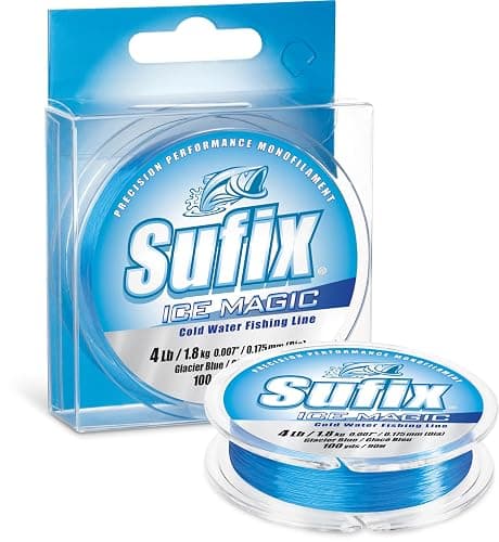 Sufix Ice Magic Fishing Line, Low-Temperature, All-Purpose Ice Fishing Monofilament for Smooth Handling and Cold-Weather Performance, 6 LB, Glacier Blue - Image 1