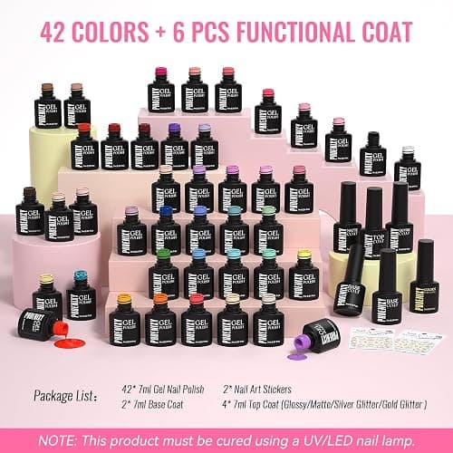 PHOENIXY Gel Nail Polish 42 Color Starter Set | with Base Coat & 4 Effects Top Coat Nail Set Starter Set Gifts for Women Girls thumbnail 7