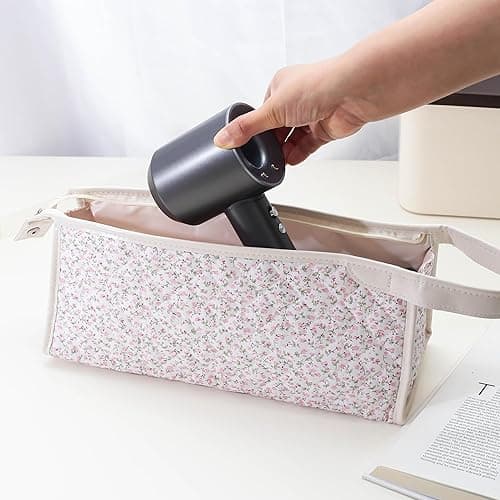 GISMTR Quilted Travel Case Compatible with Dyson Airwrap & Shark Flexstyle, Cotton Floral Carrying Storage Bag for Dyson Hair Dryer and Attachments, Cute Portable Organizer with Handle thumbnail 8