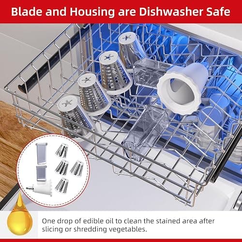 Updated Shredder Cheese Grater Attachment for KitchenAid Stand Mixers, Salad Machine with Vegetable Slicer, Salad Maker, Food Slicers Slicer Shredder Attachment with 4 Blades Dishwasher Safe thumbnail 7