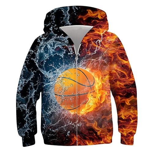 Idgreatim 6-14T Boys Zip Up Hoodies Kids 3D Graphic Hoody Sweatshirt Zipper Pullover with Pockets - Image 1