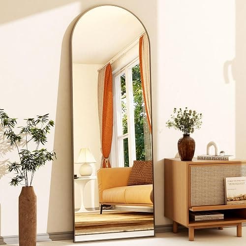WISSMIELS 21" x 64"Arched Full Length Mirror - Wall Mounted Floor Mirror- Aluminum Alloy Frame Full Body Mirror for Bathroom Living Room Bedroom and Entryway Black thumbnail 8