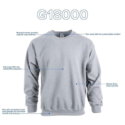 Gildan unisex-adult Fleece Crewneck Sweatshirt, Style G18000, Multipack thumbnail 4