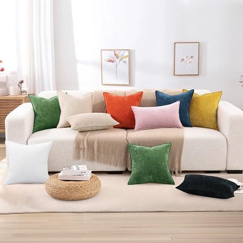 decorUhome Christmas Couch Throw Pillow Covers 18x18 Set of 2, Decorative Soft Euro Velvet Neutral Chenille Pillow Covers with Elegant Design for Sofa Bed Living Room Home Decor, Blush Pink thumbnail 8