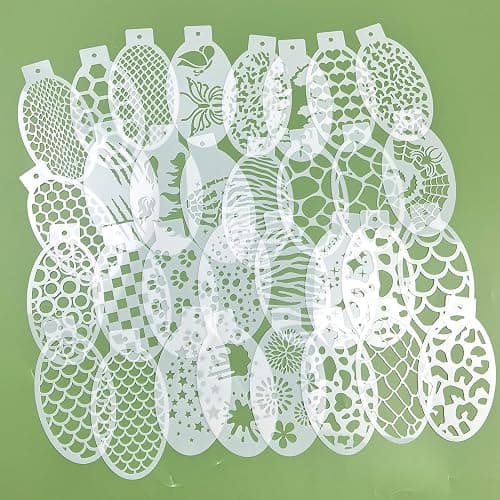 32 Pcs Halloween Face Painting Stencils 3"x5.5", Body Facial Painting Stencils, Reusable Mermaid Scale Leopard Cracks Claw Stencils Makeup Kit Face Tracing Stencils for Holiday Halloween Party thumbnail 4