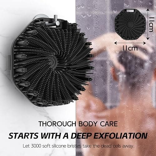 Silicone Body Scrubber, Exfoliating Body Wash Scrubbers Exfoliator, Shower Body Brush for Effective Showering Exfoliation and Gentle Massage (Black) thumbnail 6