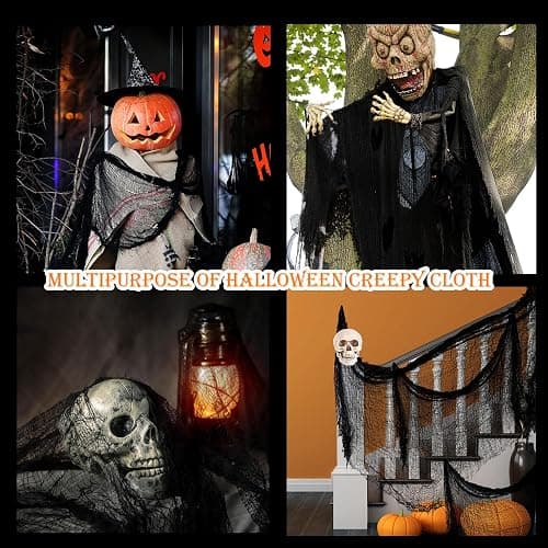AUXHCYL Halloween Creepy Cloth Decorations, 120 x 600cm Black Spooky Scary Gauze Decor Halloween Decorations for Party Indoor Outdoor thumbnail 4