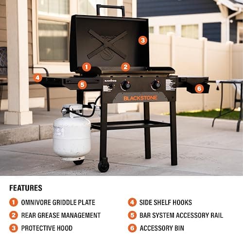 Blackstone 2287 Original 28” Omnivore Griddle with X-Braced Hood, Powder Coated Steel, Black thumbnail 4
