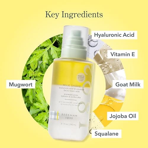 Beekman 1802 Milk Shake Hydrating Face Mist - Hyaluronic Acid & Squalane Facial Mist Minimizes Pores & Gently Moisturizes - Makeup Setting Spray - Fragrance-Free thumbnail 5