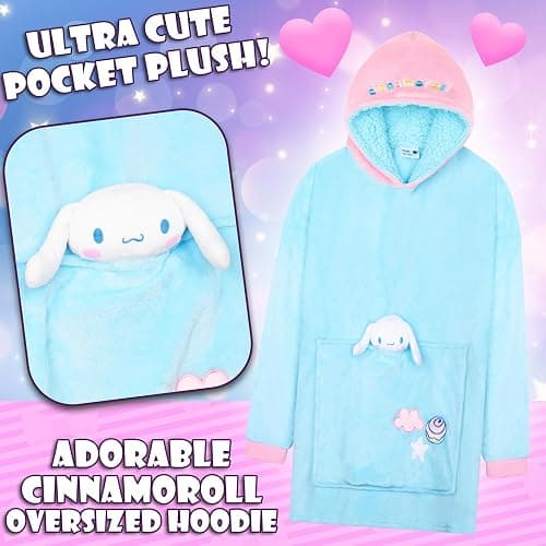 Hello Kitty Blanket Hoodie for Women Teens Wearable Blanket Sherpa Lined Fleece thumbnail 3