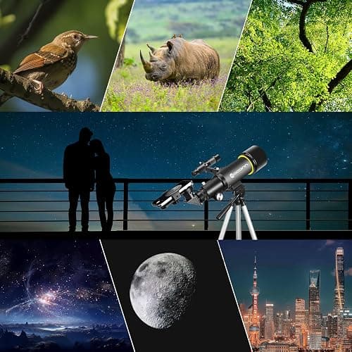 Telescopes, Telescope for Kids and Adults Beginners, 70mm Aperture 400mm Focus Length Refractor Travel Telescope with AZ Mount for Observe The Moon and Landscape-Black thumbnail 8