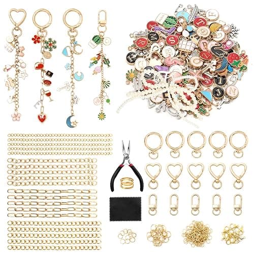 ASTNIC 316PCS Keyring Making Kit & Bag Charm Kit with Charms, Key Ring Hoop, Pliers, DIY Jewellery Making Supplies for Bracelet, Necklace and Jewelry Making, Gifts for Girls, Women, Adults - Image 1