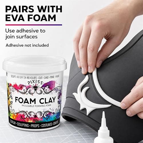 Moldable Cosplay Foam Clay (White) by Pixiss (300 Gram) Cosplay Foam Clay - High Density and Perfect for Intricate Designs | Air Dry | Great for Cutting with Knife or Rotary Tool, Sanding or Shaping thumbnail 3