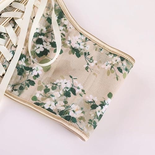 Scarlet Darkness Corset Belt for Women Renaissance Lace up Floral Corsets | Fishbone Support, Underbust Wide Waist Belt, Ren Faire Accessories thumbnail 7