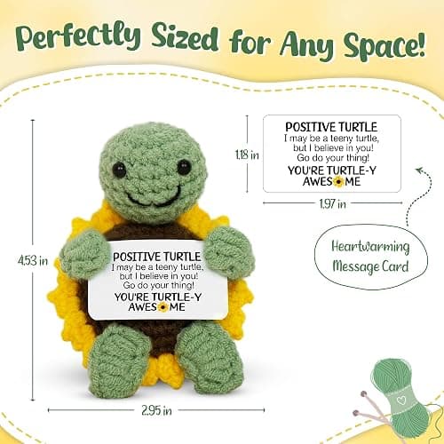 OASSIE Christmas Birthday Gifts for Women Men Teens - Turtle Positive Crochet Animals, Stocking Stuffers Relaxtion Gifts for Mom Dad Daughter Son Teen Girls Boys Sister Friend Home Desk Decor thumbnail 2