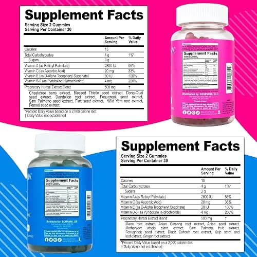 BEARVANA Top & Peach Support Combo Pack Multivitamin Gummies for Women | 9 Herbal Extract Vitamins Including Fenugreek, Maca & Fennel | Essential Gummy Vitamins | Berry Flavor | 2-Pack (120 Gummies) thumbnail 3