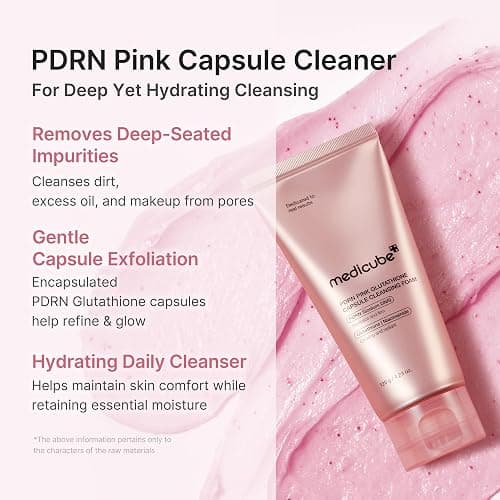 medicube Facial Cleanser PDRN Pink Glutathione Capsule Foam Cleanser | Daily Face Wash for Pore Care, Uneven Skin Tone, Texture | Hydrating & Nourishing Deep Cleansing | Korean Skincare, 4.23 oz thumbnail 3
