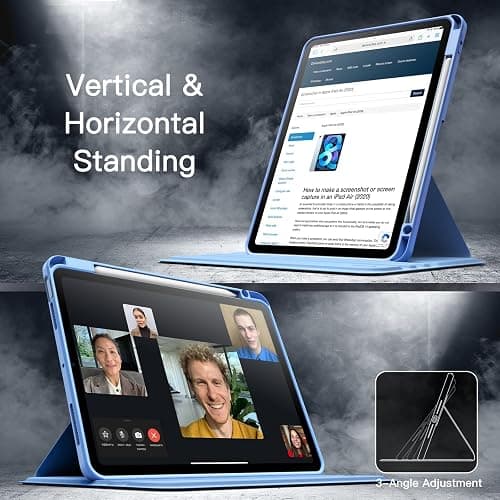 JETech Rotating Case ONLY for iPad Air 11-Inch M4/M3/M2 (2026/2025/2024), iPad Air 5/4 (2022/2020 5th/4th Generation 10.9-Inch), 360 Degree Rotation Protective Stand Cover Clear Back (Sky Blue) thumbnail 7