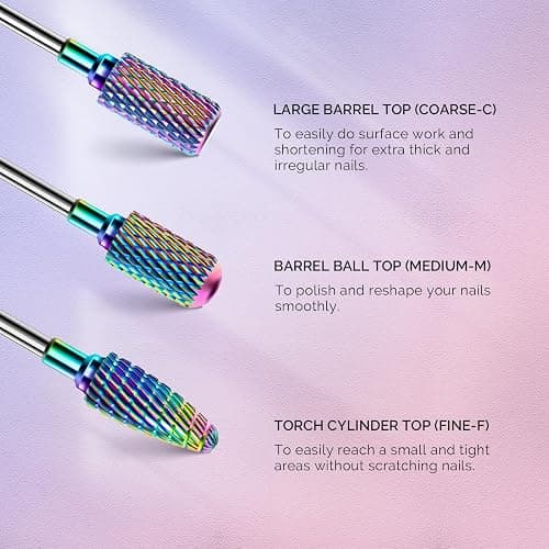 MelodySusie 7Pcs Nail Drill Bits Tungsten Carbide Diamond Set | 3/32''for Nail Drill Efile,Two-Way Rotation,Acrylic Nails Poly Gel Cuticle Remove,Manicure Pedicure Tools thumbnail 4