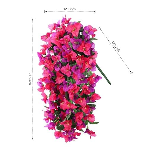 Faux Bougainvillea Artificial Flowers Plants for Outdoors Outside Decoration, 2pcs Fake Flowers Silk Long Trailing Vines UV Resistant Realistic for Front Door Porch Planter Urn Patio Balcony Yard, Mix thumbnail 2