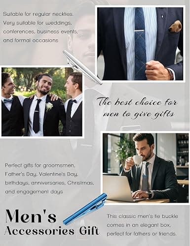 Jstyle 12 Pcs Tie Clips for Men Classic Tie Bar Clip for Regular Ties Black Gold Blue Silver Tone Necktie Gift Sets for Suit Accessories Men Father Wedding Anniversary Business thumbnail 3