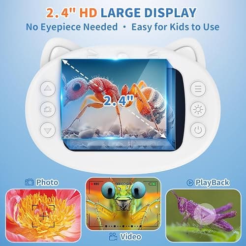 Kids Handheld Digital Microscope 1000X: Science Gift Kit STEM Toy Ages 5-13 | 8GB SD Card for Photo/video, Rechargeable, 2.4" Screen, 8 LEDs, Portable Magnifying Glass Pocket Miniscope for Girls Boys thumbnail 5