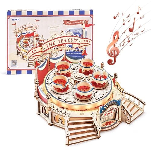 ROKR 3D Wooden Puzzles for Adults-LED Wooden Music Box Kits-Wood Model Kits to Build-3D Puzzles for Teens and Adults-Christmas STEM Toy Gifts - Image 1