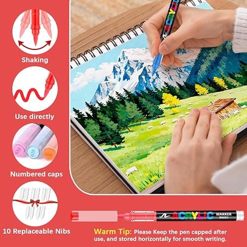 Camiki Art Acrylic Paint Pens, 240 Colours Acrylic Brush Paint Markers, Acrylic Markers for Rock Painting Stone Glass Ceramic Wood Metal Fabric thumbnail 4