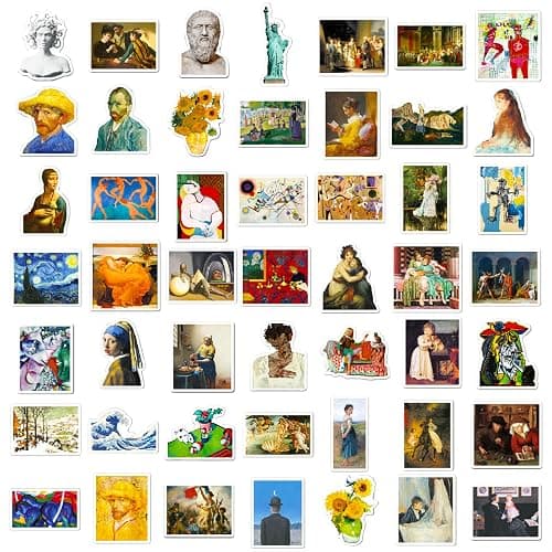 Retro Famous Art Painting Stickers Pack, 100 Pcs Vinyl Waterproof Vincent Van Gogh Oil Painting Style Stickers for Laptop Phone Water Bottles Lovely Gift to Friends Artist Decals thumbnail 3