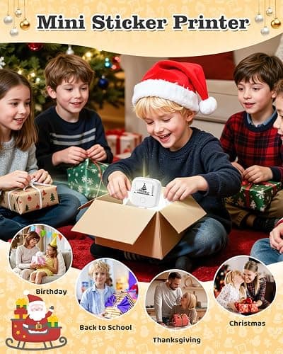 Memoking Sticker Printer - Mini Printer T02 Thermarote Mini Inkless Label Makers Thermal Sticker Maker Machine for Children Students Kid Gift, Compatible with Phone & Tablet, White thumbnail 3